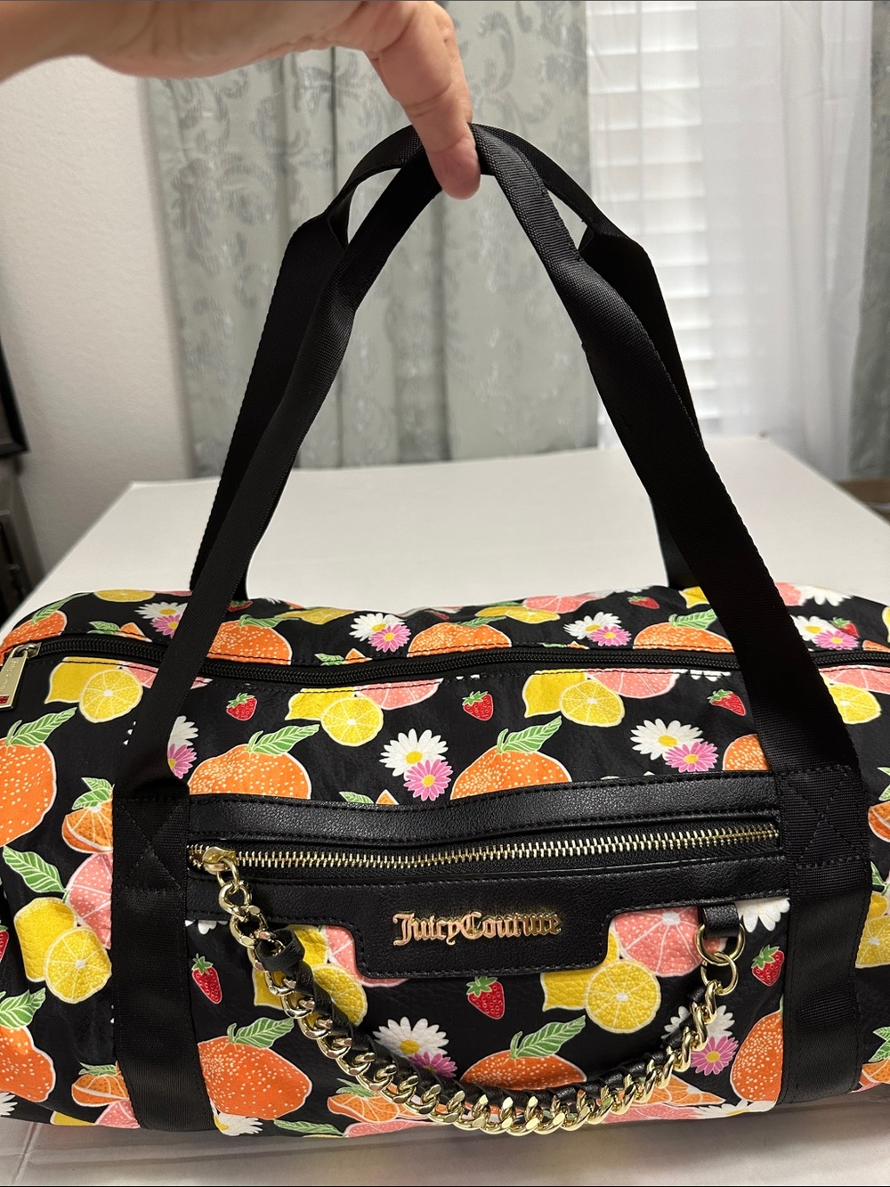 Juicy Couture Forbidden Fruit Weekender Bag Travel Gym Lemon Orange